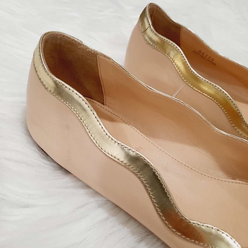 J. Crew nude scalloped leather ballet flats 7.5 - Picture 4 of 7
